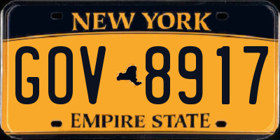 NY license plate GOV8917
