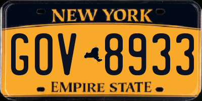 NY license plate GOV8933