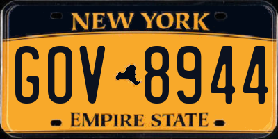 NY license plate GOV8944