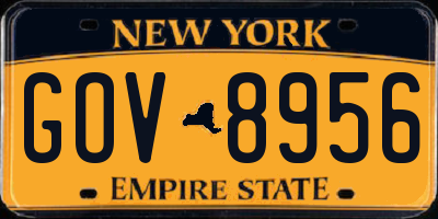 NY license plate GOV8956