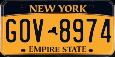 NY license plate GOV8974