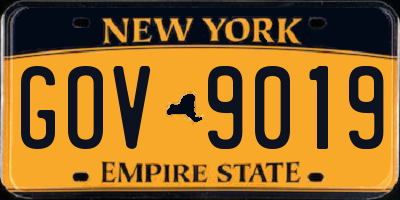 NY license plate GOV9019