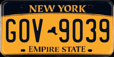NY license plate GOV9039