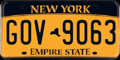 NY license plate GOV9063