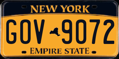 NY license plate GOV9072