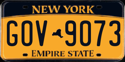 NY license plate GOV9073