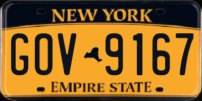 NY license plate GOV9167