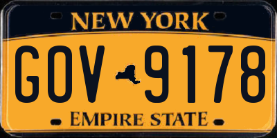 NY license plate GOV9178