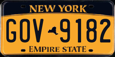 NY license plate GOV9182