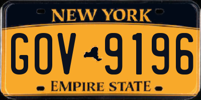 NY license plate GOV9196
