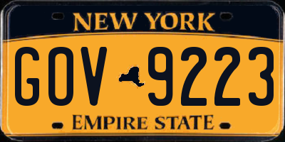 NY license plate GOV9223