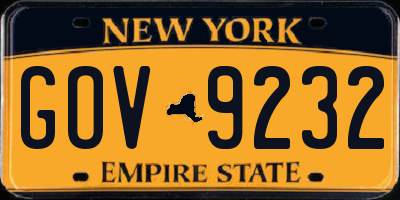 NY license plate GOV9232