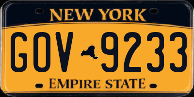 NY license plate GOV9233