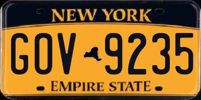 NY license plate GOV9235