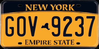 NY license plate GOV9237