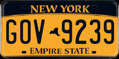 NY license plate GOV9239