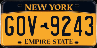 NY license plate GOV9243