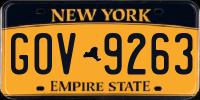 NY license plate GOV9263