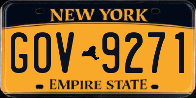 NY license plate GOV9271