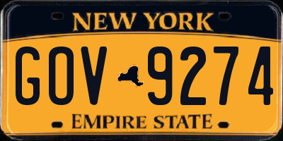 NY license plate GOV9274
