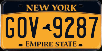 NY license plate GOV9287