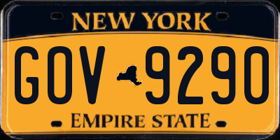 NY license plate GOV9290