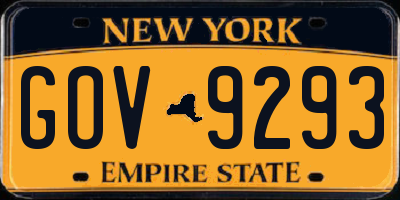 NY license plate GOV9293