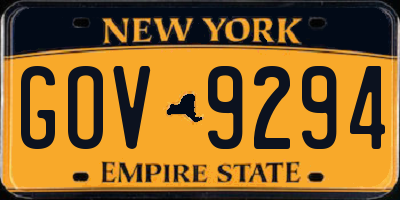 NY license plate GOV9294