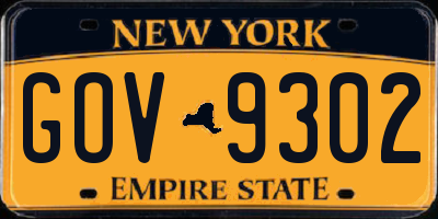NY license plate GOV9302