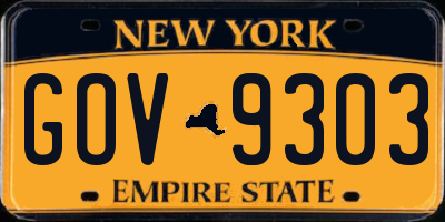 NY license plate GOV9303