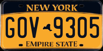 NY license plate GOV9305