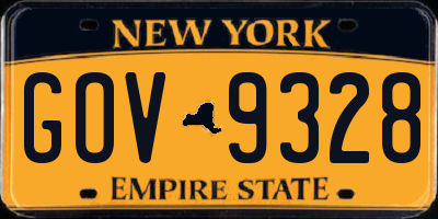 NY license plate GOV9328