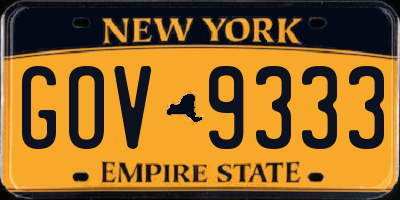NY license plate GOV9333
