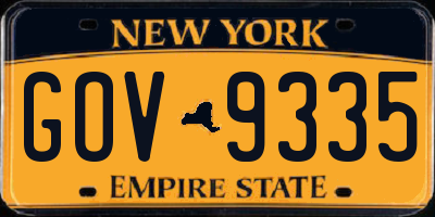 NY license plate GOV9335