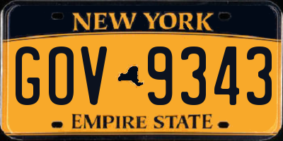 NY license plate GOV9343