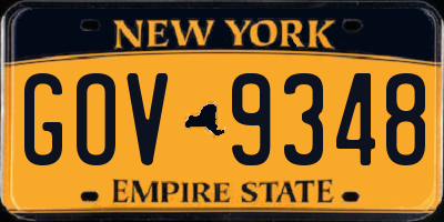 NY license plate GOV9348