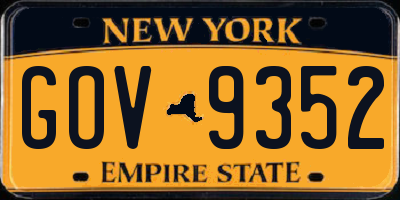 NY license plate GOV9352