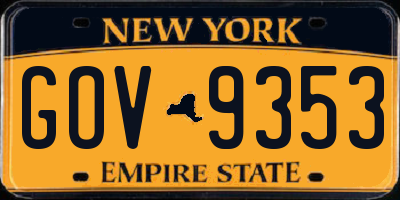 NY license plate GOV9353
