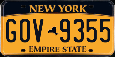 NY license plate GOV9355