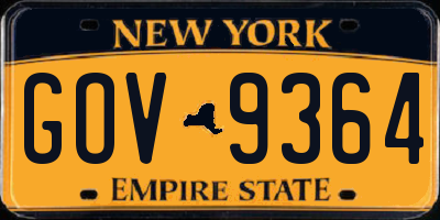 NY license plate GOV9364