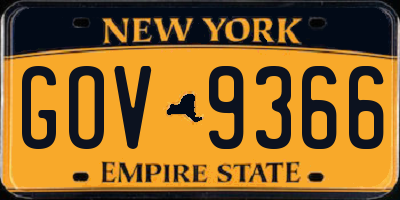 NY license plate GOV9366