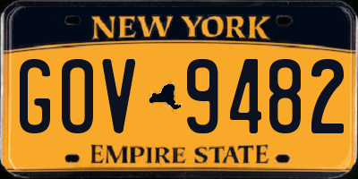 NY license plate GOV9482