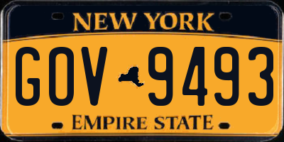 NY license plate GOV9493