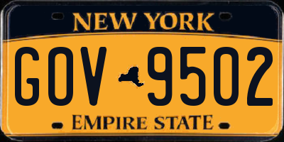 NY license plate GOV9502