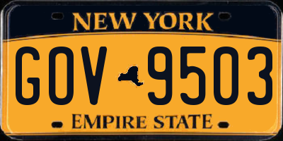 NY license plate GOV9503