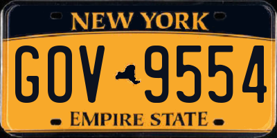 NY license plate GOV9554