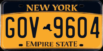 NY license plate GOV9604