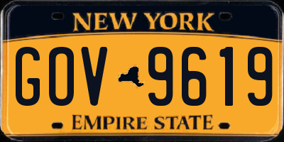 NY license plate GOV9619