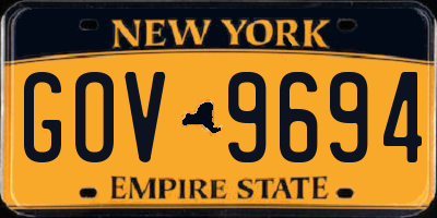 NY license plate GOV9694