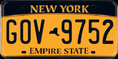 NY license plate GOV9752